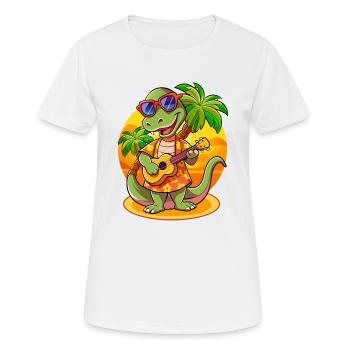 Funny Snake Cartoon Summer Beach Sunglasses Guitar - Women's Breathable T-Shirt - white - Front - AI Model Female 172 dark (172cm)