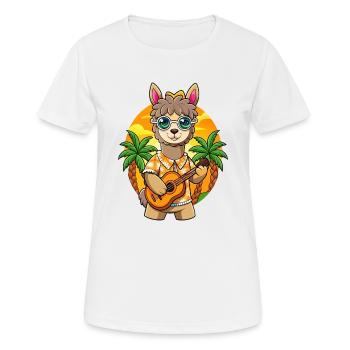 Lunettes de soleil de plage d’été de dessin animé d’alpaga drôle - T-shirt respirant Femme - blanc - Devant - AI Model Female 172 dark (172cm)