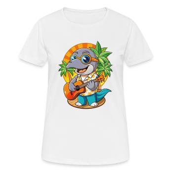 Lunettes de soleil de plage d’été de dessin animé de dauphin drôle - T-shirt respirant Femme - blanc - Devant - AI Model Female 172 dark (172cm)