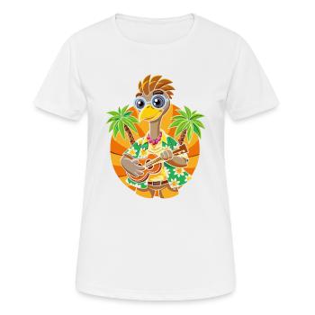 Funny Emu Cartoon Summer Beach Sunglasses Guitar - Women's Breathable T-Shirt - white - Front - AI Model Female 172 dark (172cm)