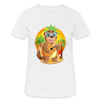 Funny Groundhog Cartoon Summer Beach Sunglasses - Women's Breathable T-Shirt - white - Front - AI Model Female 172 dark (172cm)