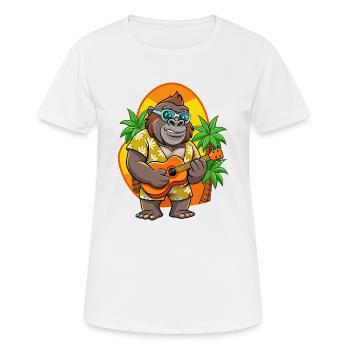 Funny Gorilla Cartoon Summer Beach Sunglasses - Women's Breathable T-Shirt - white - Front - AI Model Female 172 dark (172cm)
