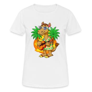 Lustige Kamel Cartoon Sommer Strand Sonnenbrille Gitarre - Frauen T-Shirt atmungsaktiv - Weiß - Vorne - AI Model Female 172 dark (172cm)