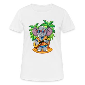 Funny Elephant Cartoon Summer Beach Sunglasses - Women's Breathable T-Shirt - white - Front - AI Model Female 172 dark (172cm)