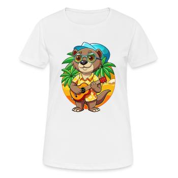 Drôle Otter Cartoon Summer Beach Lunettes de soleil Guitare - T-shirt respirant Femme - blanc - Devant - AI Model Female 172 dark (172cm)