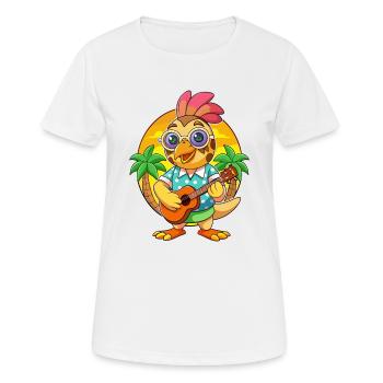Lustige Wachtel Cartoon Sommer Strand Sonnenbrille Gitarre - Frauen T-Shirt atmungsaktiv - Weiß - Vorne - AI Model Female 172 dark (172cm)