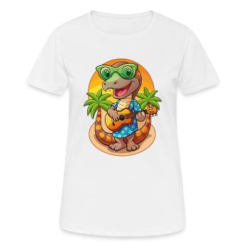 Lustige Schlange Cartoon Sommer Strand Sonnenbrille Gitarre - Frauen T-Shirt atmungsaktiv - Weiß - Vorne - AI Model Female 172 dark (172cm)