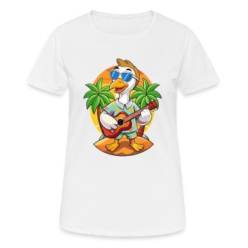 Drôle Cygne Dessin Animé Plage D’été Lunettes De Soleil Guitare - T-shirt respirant Femme - blanc - Devant - AI Model Female 172 dark (172cm)