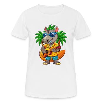 Funny Tapir Cartoon Summer Beach Sunglasses Guitar - Women's Breathable T-Shirt - white - Front - AI Model Female 172 dark (172cm)