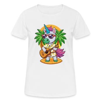 Funny Unicorn Cartoon Summer Beach Sunglasses - Women's Breathable T-Shirt - white - Front - AI Model Female 172 dark (172cm)