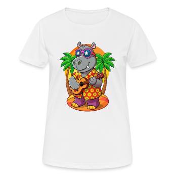 Lustige Nilpferd Cartoon Sommer Strand Sonnenbrille Gitarre - Frauen T-Shirt atmungsaktiv - Weiß - Vorne - AI Model Female 172 dark (172cm)