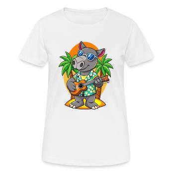 Funny Tapir Summer Beach Sunglasses Hawaiian - Women's Breathable T-Shirt - white - Front - AI Model Female 172 dark (172cm)