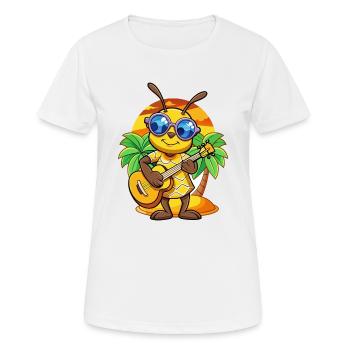 Lustige Biene Cartoon Sommer Strand Sonnenbrille Gitarre - Frauen T-Shirt atmungsaktiv - Weiß - Vorne - AI Model Female 172 dark (172cm)