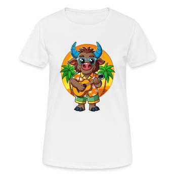 Lunettes de soleil de plage d’été Funny Buffalo Cartoon - T-shirt respirant Femme - blanc - Devant - AI Model Female 172 dark (172cm)