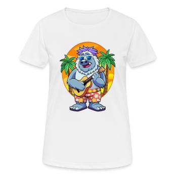 Drôle Yeti Dessin Animé Plage D’été Lunettes De Soleil Guitare - T-shirt respirant Femme - blanc - Devant - AI Model Female 172 dark (172cm)