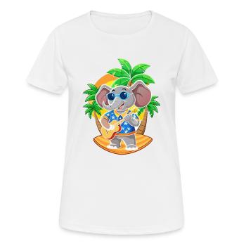 Funny Elephant Cartoon Summer Beach Sunglasses - Women's Breathable T-Shirt - white - Front - AI Model Female 172 dark (172cm)