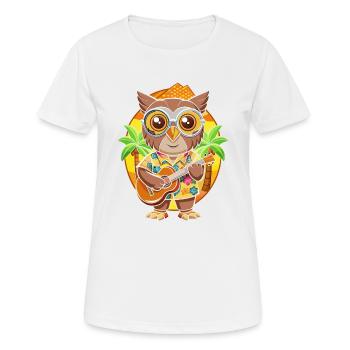 Lustige Eule Cartoon Sommer Strand Sonnenbrille Gitarre - Frauen T-Shirt atmungsaktiv - Weiß - Vorne - AI Model Female 172 dark (172cm)