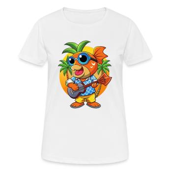 Drôle Poisson Dessin Animé Plage D’été Lunettes De Soleil Guitare - T-shirt respirant Femme - blanc - Devant - AI Model Female 172 dark (172cm)