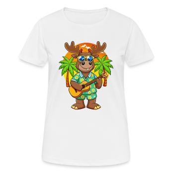 Lustige Elch Cartoon Sommer Strand Sonnenbrille Gitarre - Frauen T-Shirt atmungsaktiv - Weiß - Vorne - AI Model Female 172 dark (172cm)