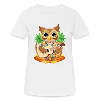 Lustige Eule Cartoon Sommer Strand Sonnenbrille Gitarre - Frauen T-Shirt atmungsaktiv - Weiß - Vorne - AI Model Female 172 dark (172cm)