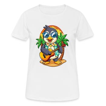 Funny Penguin Summer Beach Sunglasses Hawaiian - Women's Breathable T-Shirt - white - Front - AI Model Female 172 dark (172cm)
