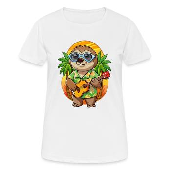 Funny Sloth Summer Beach Sunglasses Hawaiian - Women's Breathable T-Shirt - white - Front - AI Model Female 172 dark (172cm)