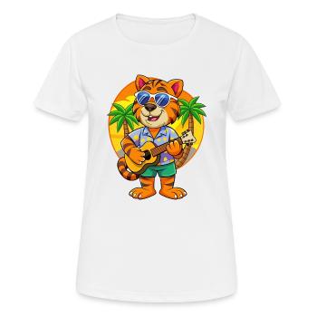 Funny Tiger Summer Beach Sunglasses Hawaiian - Women's Breathable T-Shirt - white - Front - AI Model Female 172 dark (172cm)