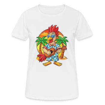 Lustige Hahn Sommer Strand Sonnenbrille Hawaiianisch - Frauen T-Shirt atmungsaktiv - Weiß - Vorne - AI Model Female 172 dark (172cm)