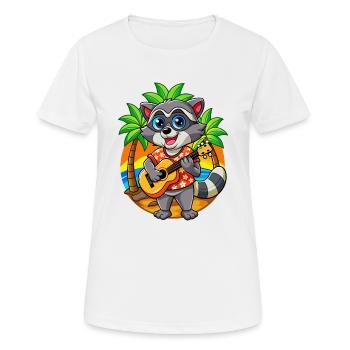 Funny Raccoon Summer Beach Sunglasses Hawaiian - Women's Breathable T-Shirt - white - Front - AI Model Female 172 dark (172cm)