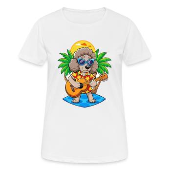 Lustige Pudel Hund Sommer Strand Sonnenbrille Hawaiianisch - Frauen T-Shirt atmungsaktiv - Weiß - Vorne - AI Model Female 172 dark (172cm)
