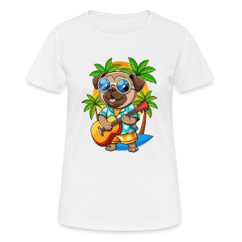 Funny Pug Dog Summer Beach Sunglasses Hawaiian - Women's Breathable T-Shirt - white - Front - AI Model Female 172 dark (172cm)