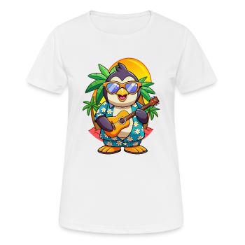 Funny Penguin Summer Beach Sunglasses Hawaiian - Women's Breathable T-Shirt - white - Front - AI Model Female 172 dark (172cm)