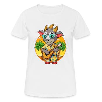 Lunettes de soleil de plage d’été de chèvre drôle hawaïenne - T-shirt respirant Femme - blanc - Devant - AI Model Female 172 dark (172cm)