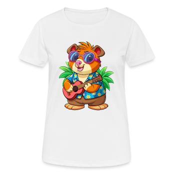 Drôle Cochon D’Inde Lunettes De Soleil De Plage D’été Hawaïen - T-shirt respirant Femme - blanc - Devant - AI Model Female 172 dark (172cm)
