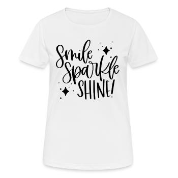 Lächeln, funkeln, leuchten! - Frauen T-Shirt atmungsaktiv - Weiß - Vorne - AI Model Female 172 dark (172cm)