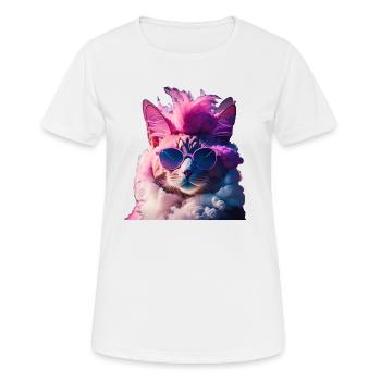 Idée cadeau chat coloré avec mohawk - T-shirt respirant Femme - blanc - Devant - AI Model Female 172 dark (172cm)