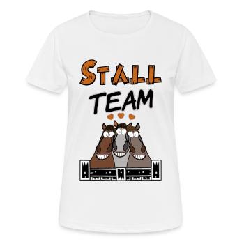 Pferde Team im Stall - Frauen T-Shirt atmungsaktiv - Weiß - Vorne - AI Model Female 172 dark (172cm)