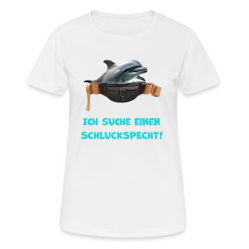 Delfin in Bauchtasche sucht einen Schluckspecht! - Frauen T-Shirt atmungsaktiv - Weiß - Vorne - AI Model Female 172 dark (172cm)
