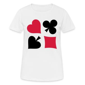 Heart Karo Cross Piek Poker Skat cards - Women's Breathable T-Shirt - white - Front - AI Model Female 172 dark (172cm)