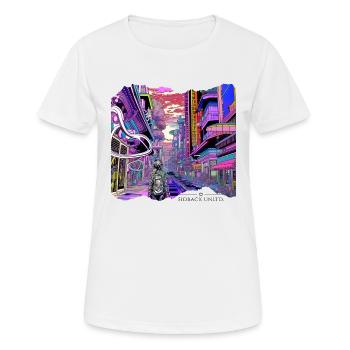 Sidback Unltd. - Boy enters dreamy city - Women's Breathable T-Shirt - white - Front - AI Model Female 172 dark (172cm)