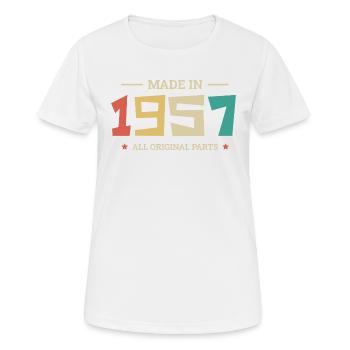 Legendär seit 1957 Original 1957 - Frauen T-Shirt atmungsaktiv - Weiß - Vorne - AI Model Female 172 dark (172cm)