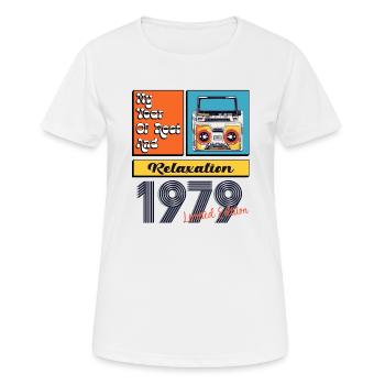 1979 : Révolution dans les Walkmans classiques du Pop Art - T-shirt respirant Femme - blanc - Devant - AI Model Female 172 dark (172cm)