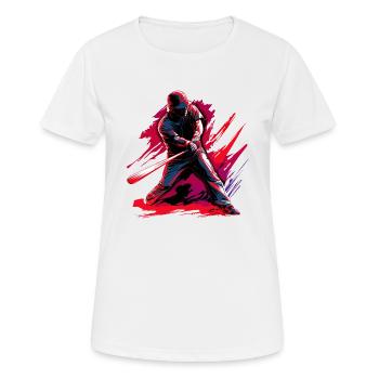 Baseballspieler in roter Pop-Art - Frauen T-Shirt atmungsaktiv - Weiß - Vorne - AI Model Female 172 dark (172cm)