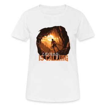 Die Höhle ruft bei Sonnenuntergang - Frauen T-Shirt atmungsaktiv - Weiß - Vorne - AI Model Female 172 dark (172cm)