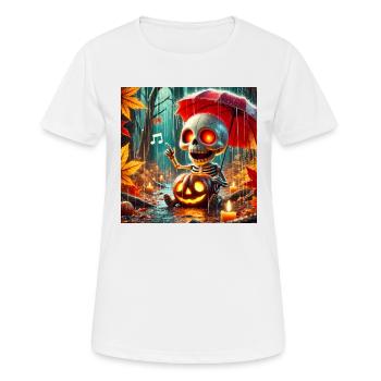 Cute skeleton with red eyes plays the violin - Women's Breathable T-Shirt - white - Front - AI Model Female 172 dark (172cm)