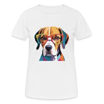 Beagle Dog Cool with Glasses - Women's Breathable T-Shirt - white - Front - AI Model Female 172 dark (172cm)
