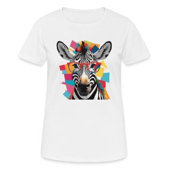 Zebra Coole und robuste bunte Brille - Frauen T-Shirt atmungsaktiv - Weiß - Vorne - AI Model Female 172 dark (172cm)