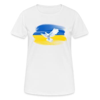 Solidarität und eine Friedenstaube für die Ukraine - Frauen T-Shirt atmungsaktiv - Weiß - Vorne - AI Model Female 172 dark (172cm)