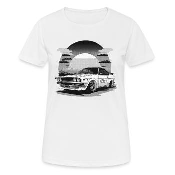 JDM - Retro Car und Sunset BW - Frauen T-Shirt atmungsaktiv - Weiß - Vorne - AI Model Female 172 dark (172cm)