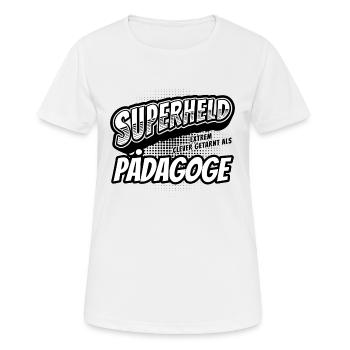 Superheld, clever getarnt als Pädagoge - Frauen T-Shirt atmungsaktiv - Weiß - Vorne - AI Model Female 172 dark (172cm)